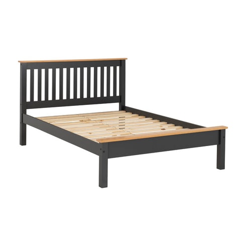 Monaco 5FT Bed Low Foot End - Grey/Oak Effect